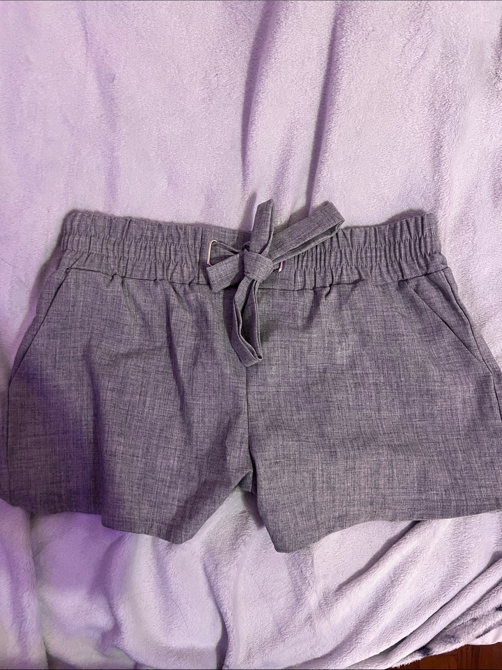 Revamped Heather Gray High-Waist Tie Shorts